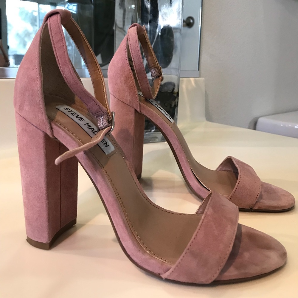 Size 6 Light Pink Suede Steve Madden Block Heels